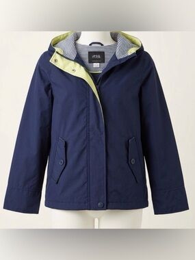 London Fog Navy Blue Hooded Windbreaker Jacket Girls 10 Lightweight